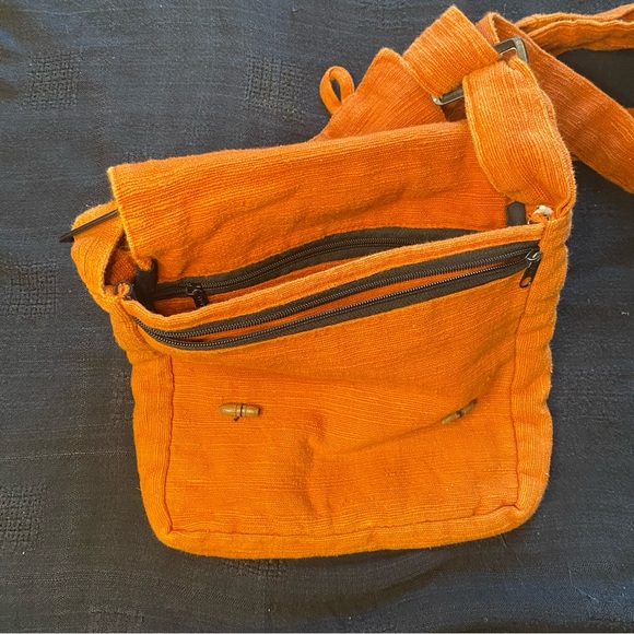 Y2K 100% Cotton made in India’s Burnt Orange crossbody Bag! Bohemian Hippie. New - Picture 4 of 14